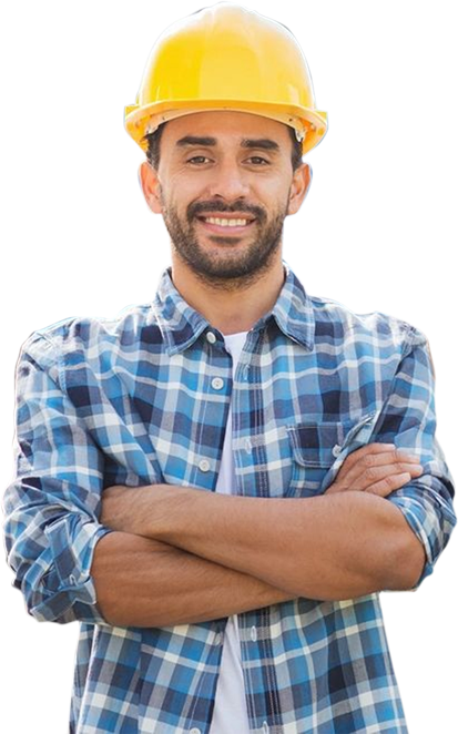 Man in yellow hard hat smiling